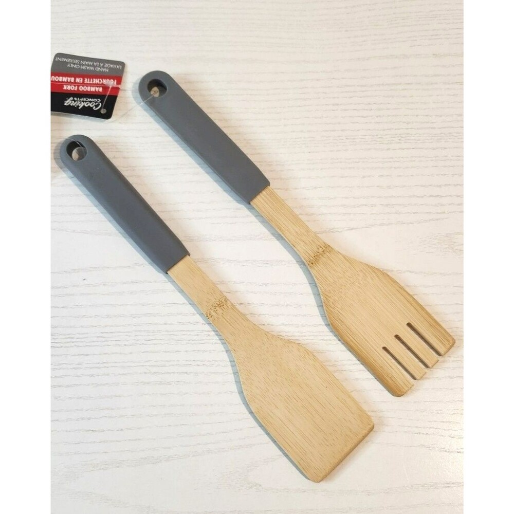Cooking Concepts Bamboo Spatula and Fork Set of 2-NWT Eco-Friendly Kitchen Tools